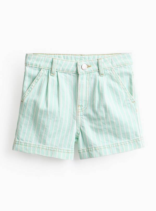Light Green Stripe Print Denim Shorts. 12 years